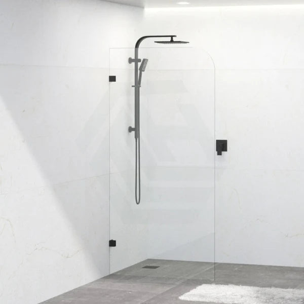 Covey Frameless Fixed Panel Shower Screen Curved Edge - Matte Black
