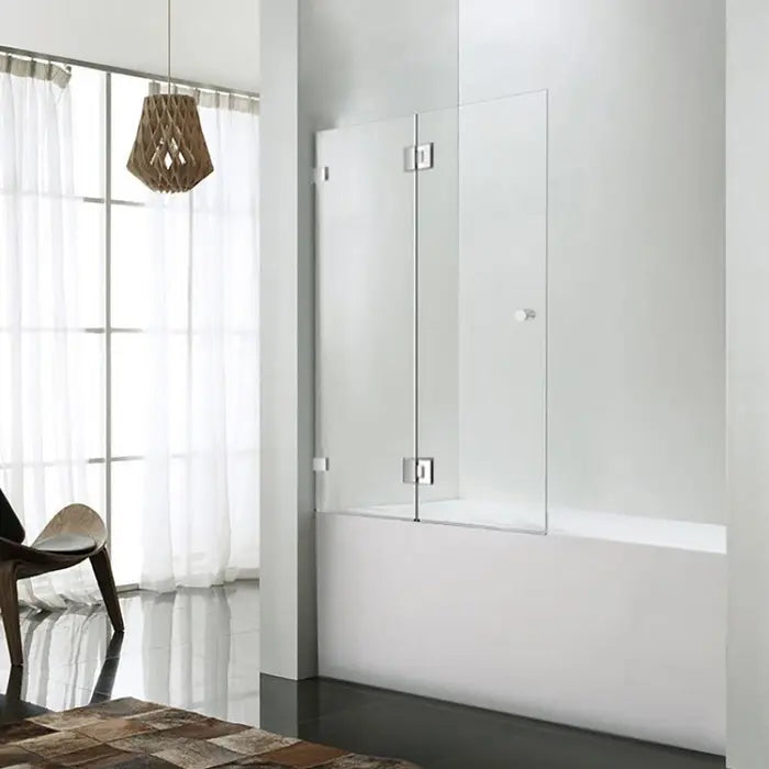 Covey Frameless Fixed & Swing Bathtub Shower Screen Tempered Glass Panel -Chrome