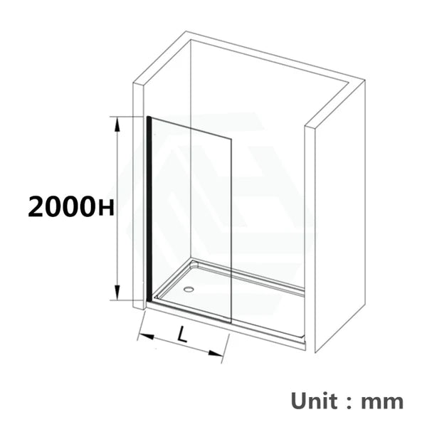 Covey Frameless Single Door Fixed Panel Shower Screen with Glass Channel - Brushed Nickel
