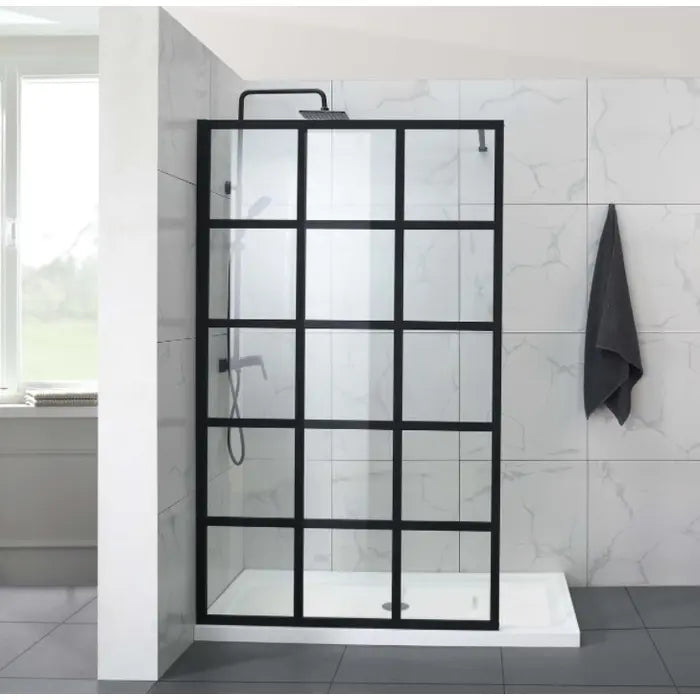 Covey Narrow Line Framed Walk in Shower - Matte Black