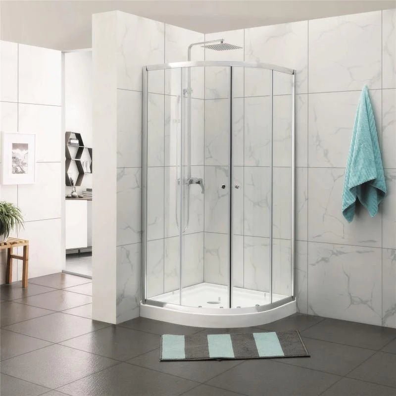Covey Curved Corner Sliding Semi-Framed Shower Screen - Chrome