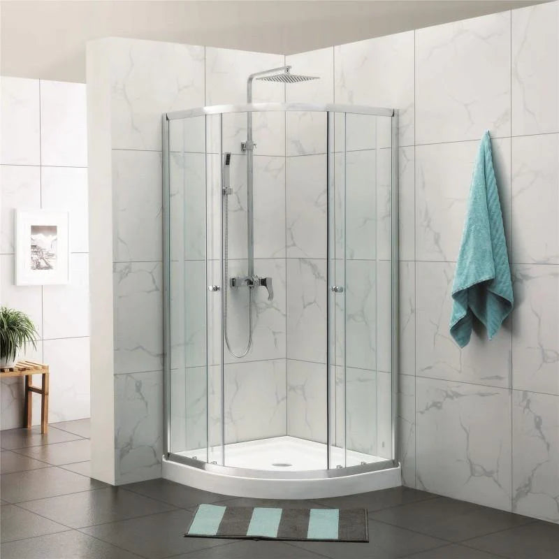 Covey Curved Corner Sliding Semi-Framed Shower Screen - Chrome