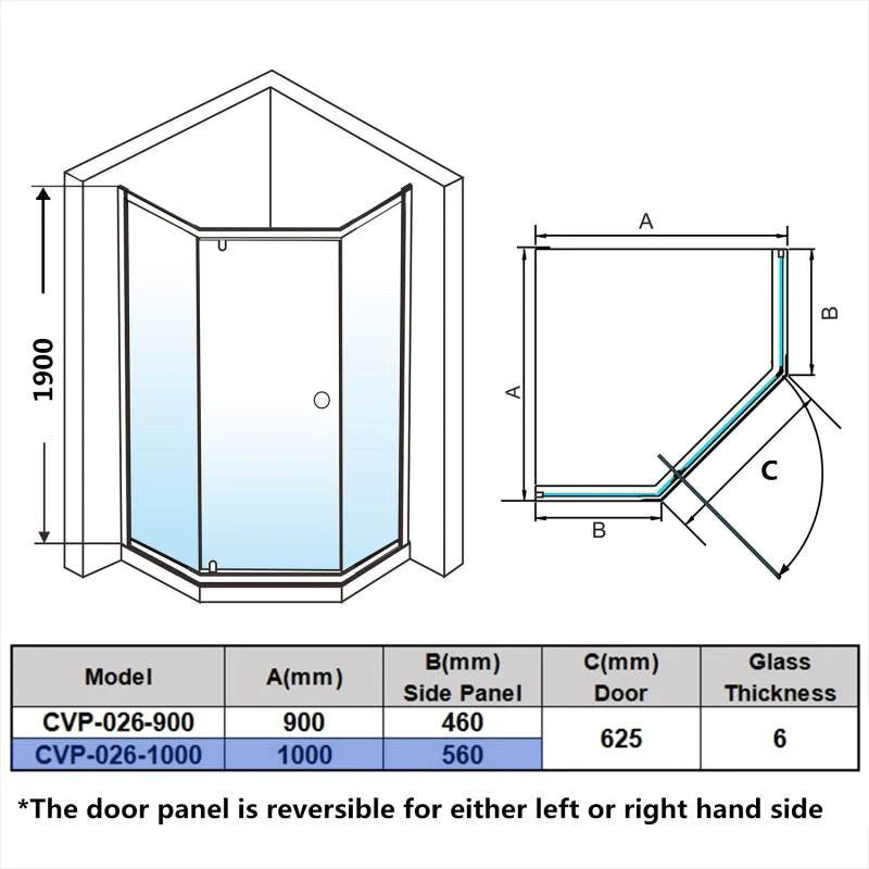 Covey Semi-Framed Diamond Shower Screen - Chrome