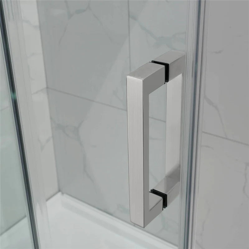 Covey Square Frameless Adjustable Wall to Wall Sliding Shower Screen - Brushed Nickel