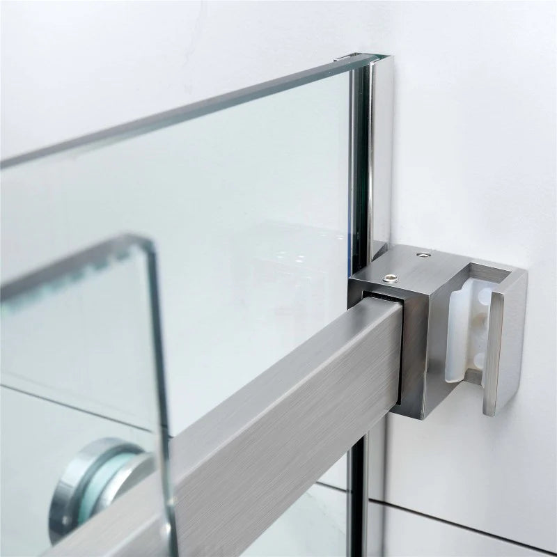 Covey Square Frameless Adjustable Wall to Wall Sliding Shower Screen - Brushed Nickel