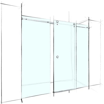 Covey Square Frameless Adjustable Wall to Wall Sliding Shower Screen - Brushed Nickel