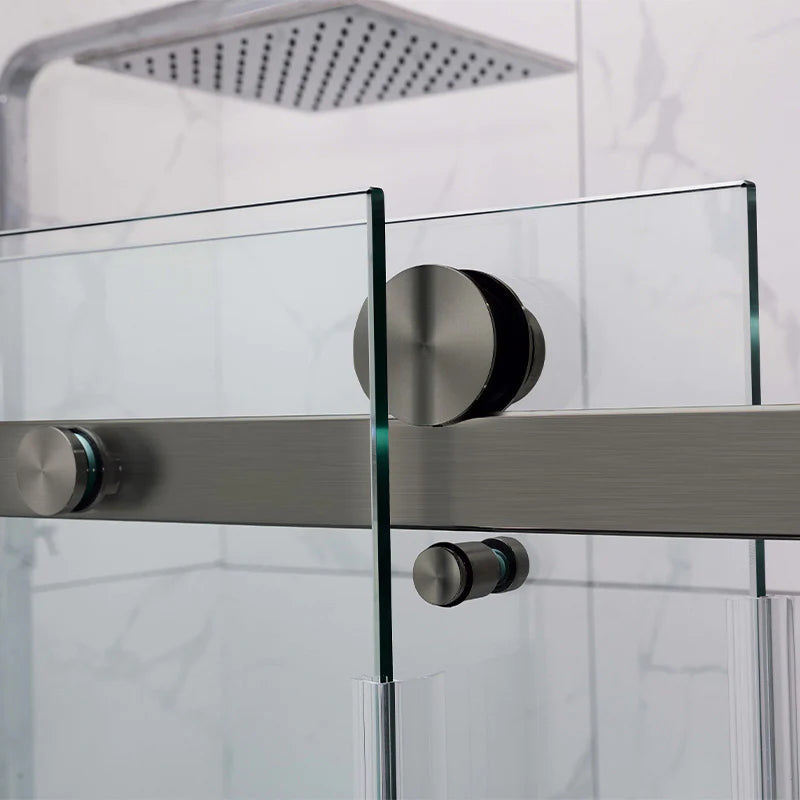 Covey Square Frameless Adjustable Wall to Wall Sliding Shower Screen - Gunmetal