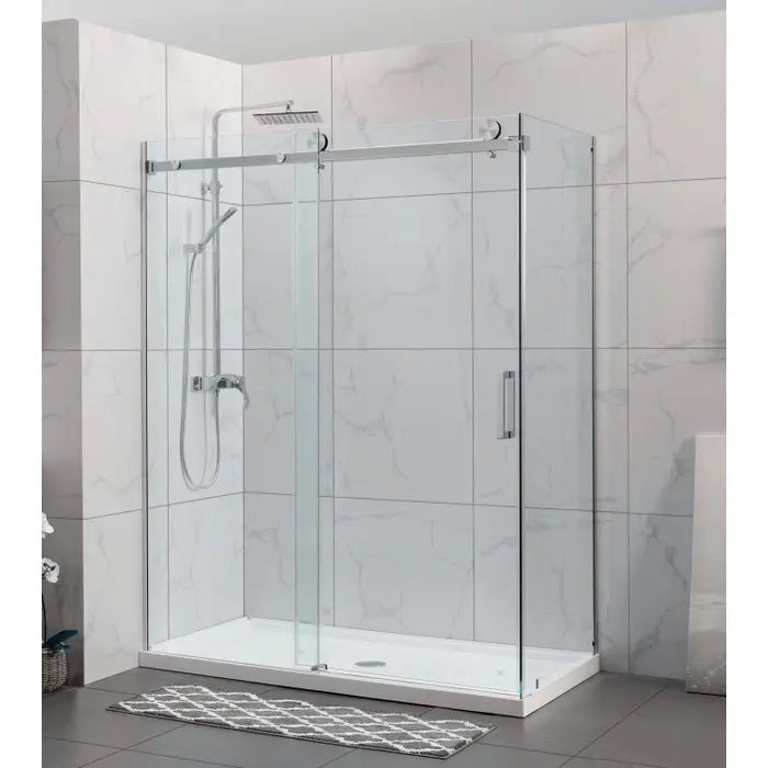 Covey Square Frameless Sliding Adjustable Shower Screen - Brushed Nickel
