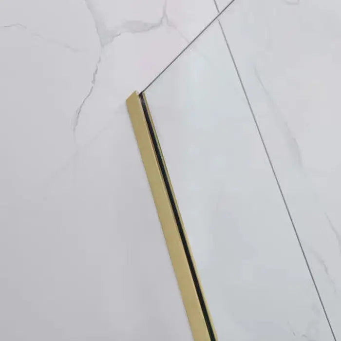 Covey Frameless Single Door Fixed Panel Shower Screen with Glass Channel - Brushed Gold