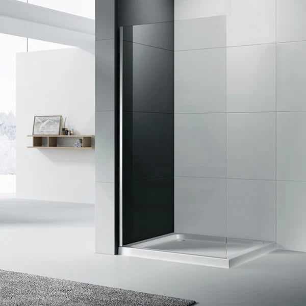 Covey Frameless Single Door Fixed Panel Shower Screen with Glass Channel - Chrome