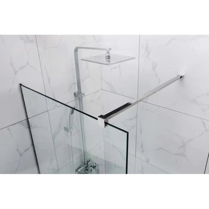 Covey Frameless Single Door Fixed Panel Shower Screen with Glass Channel - Chrome