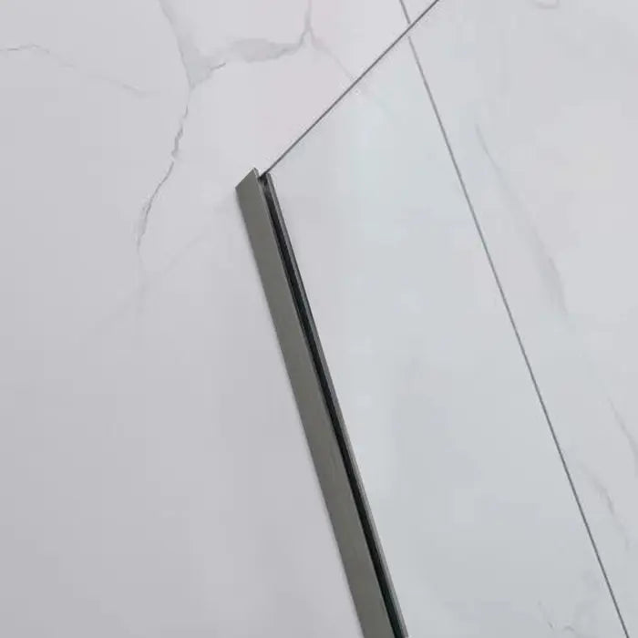 Covey Frameless Single Door Fixed Panel Shower Screen with Glass Channel - Gunmetal Grey