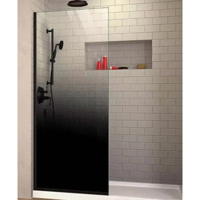 Covey Frameless Single Panel Fixed Shower Screen - Matte Black Gradient
