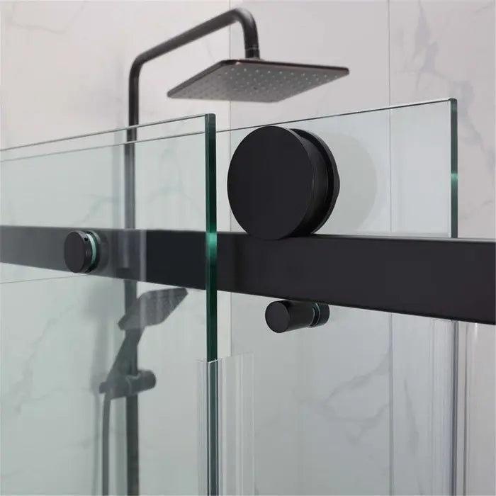 Covey Square Frameless Adjustable Wall to Wall Sliding Shower Screen - Matte Black