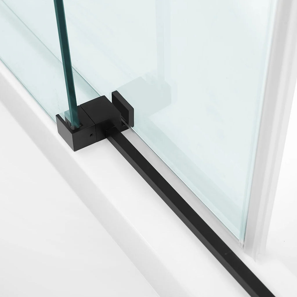 Covey Square Frameless Adjustable Wall to Wall Sliding Shower Screen - Matte Black