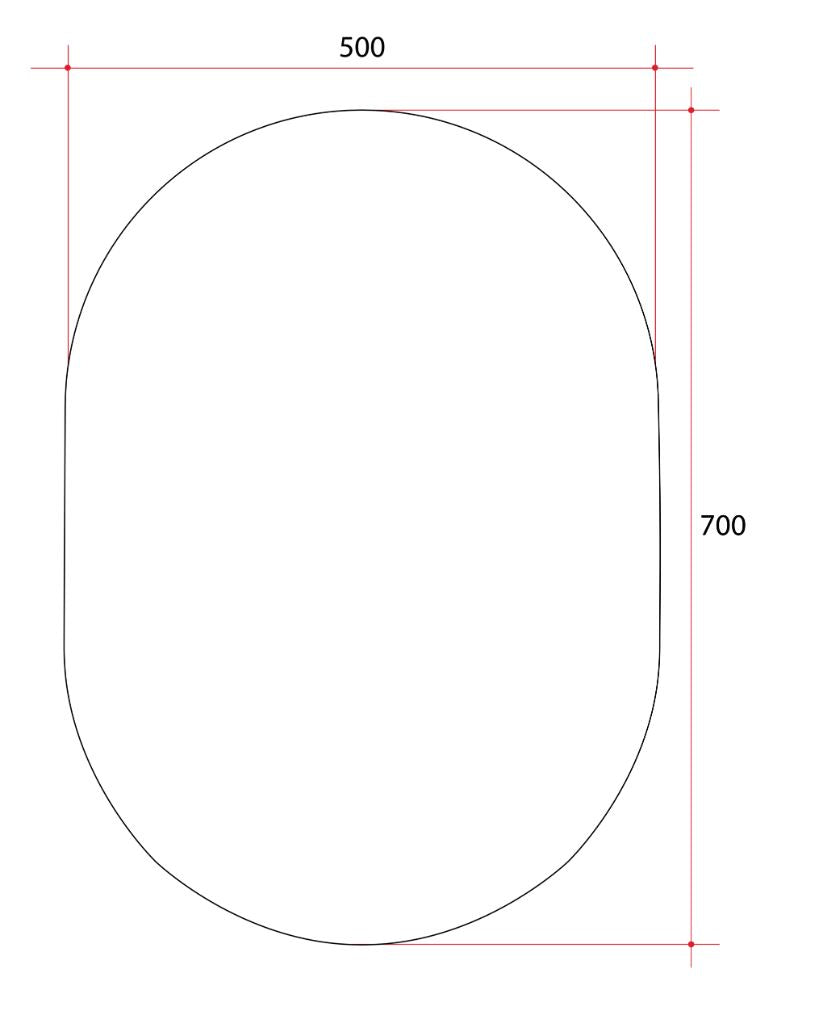 Thermogroup Ablaze Pill Shape Polished Edge Mirror Glue-to-Wall including demister