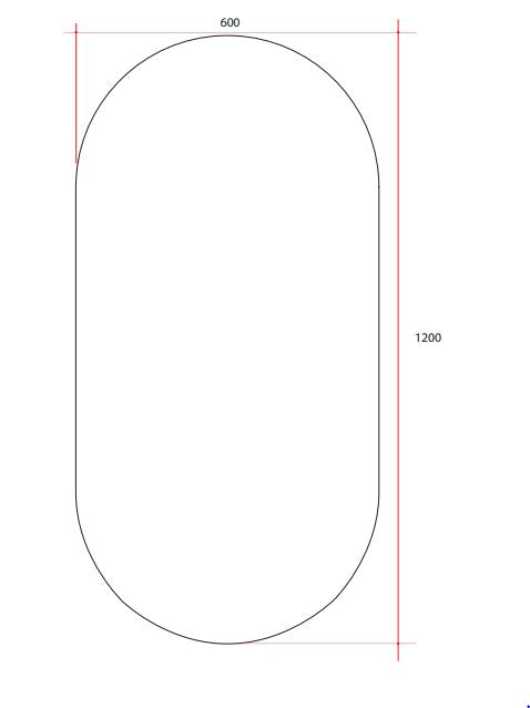 Thermogroup Ablaze Pill Shape Polished Edge Mirror Glue-to-Wall icluding demister