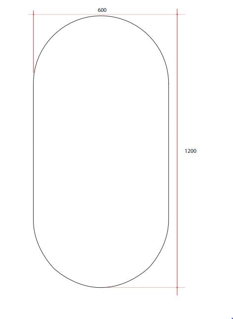 Thermogroup Ablaze Pill Shape Polished Edge Mirror Glue-to-Wall