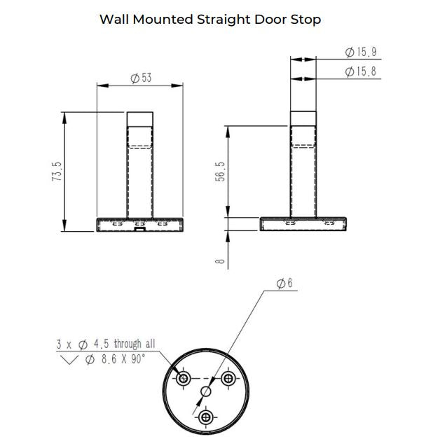 Manovella Wall Mounted Straight Door Stop - Matte Black