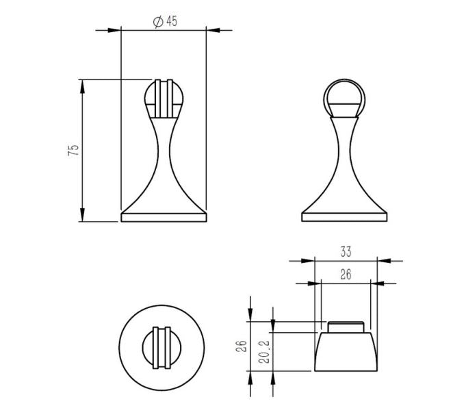 Manovella Magnetic Door Stop - Aged Brass