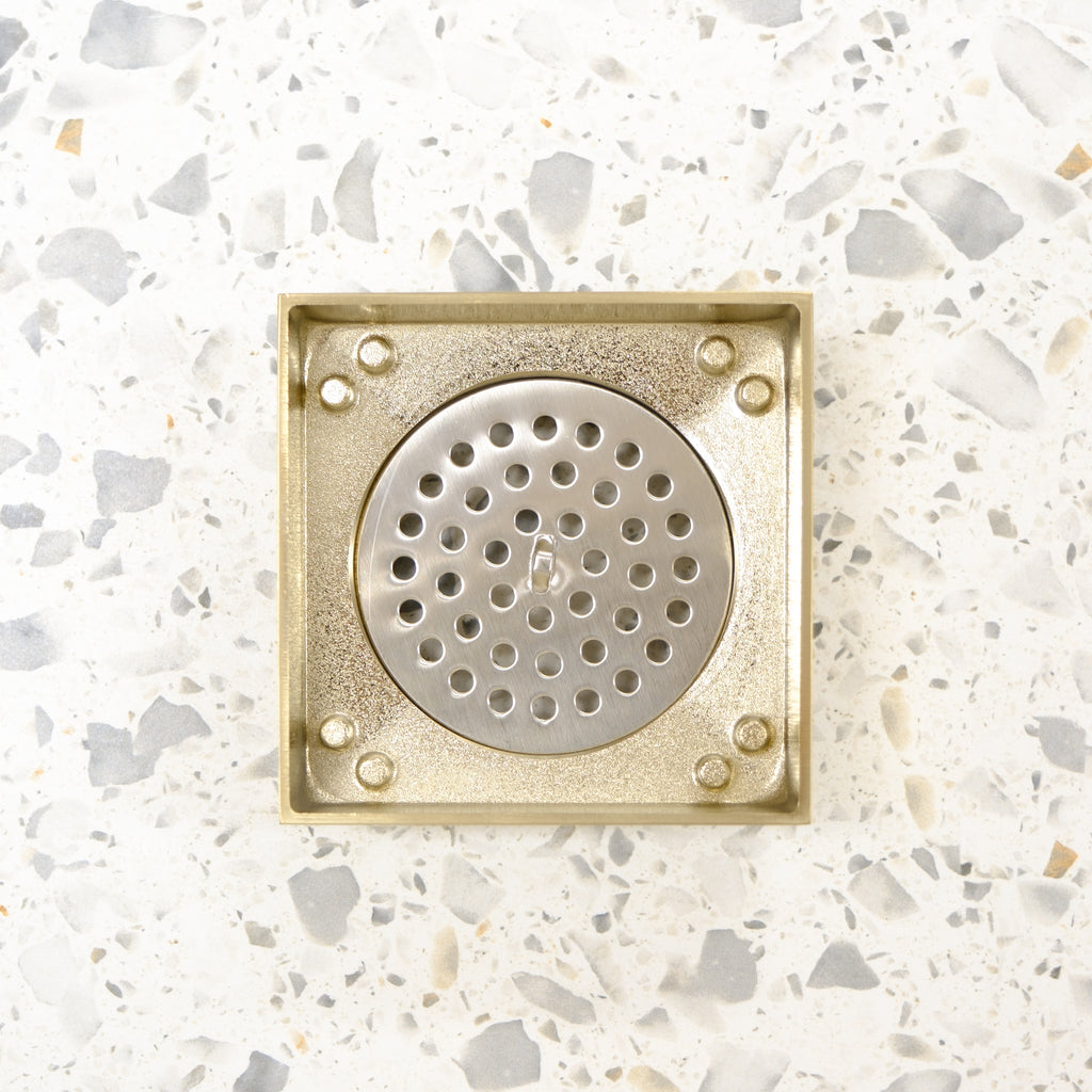 Tile Insert Floor Waste Brushed Gold