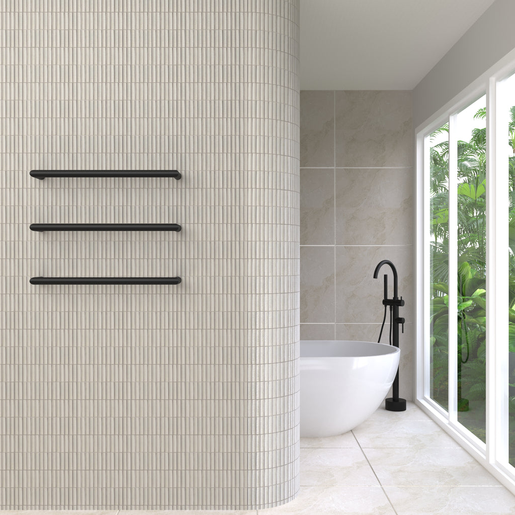Thermogroup Round Single Heated Towel Rail - Matte Black 632