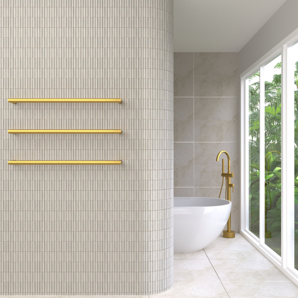 Thermogroup Round Single Bar Heated Towel Rail - Brushed Gold 832