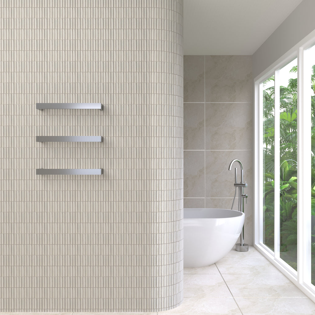 Thermogroup Square Single Bar Heated Towel Rail - Stainless steel 450