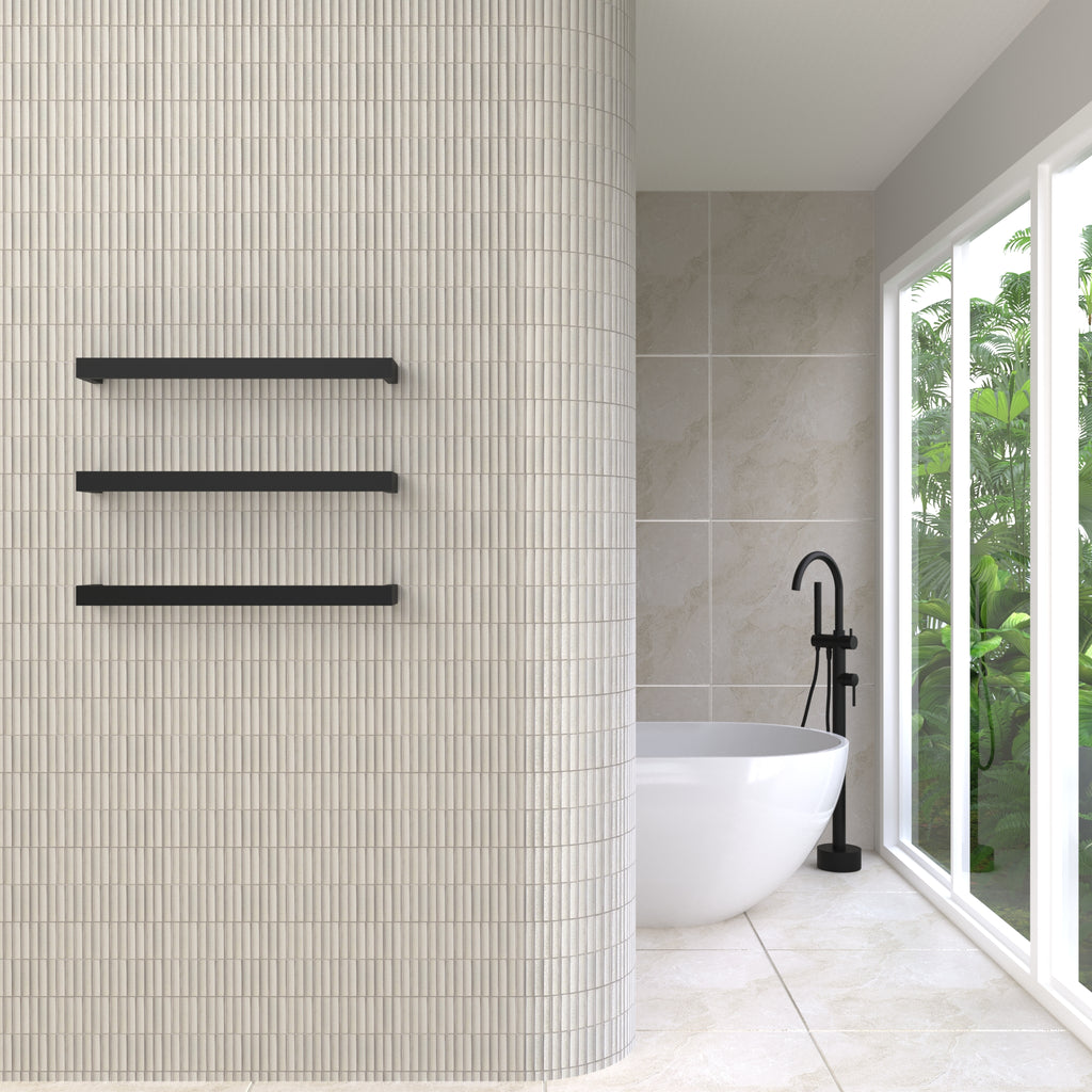 Thermogroup Square Single Heated Towel Rail - Matte Black 632
