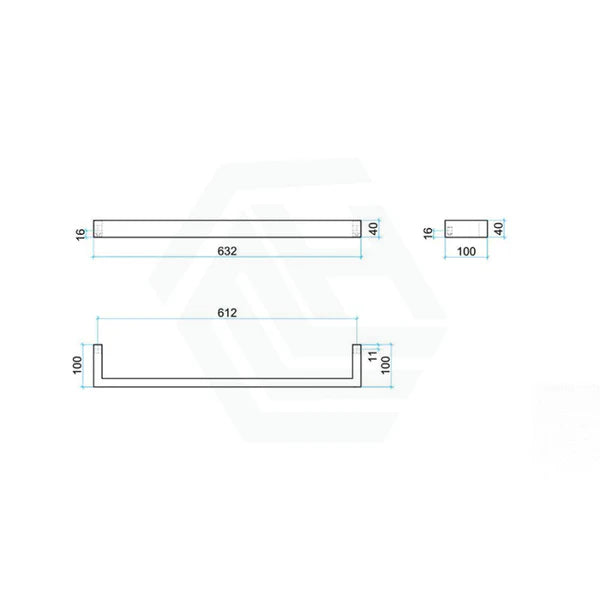 Thermogroup Square Single Bar Heated Towel Rail - Brushed stainless steel 632