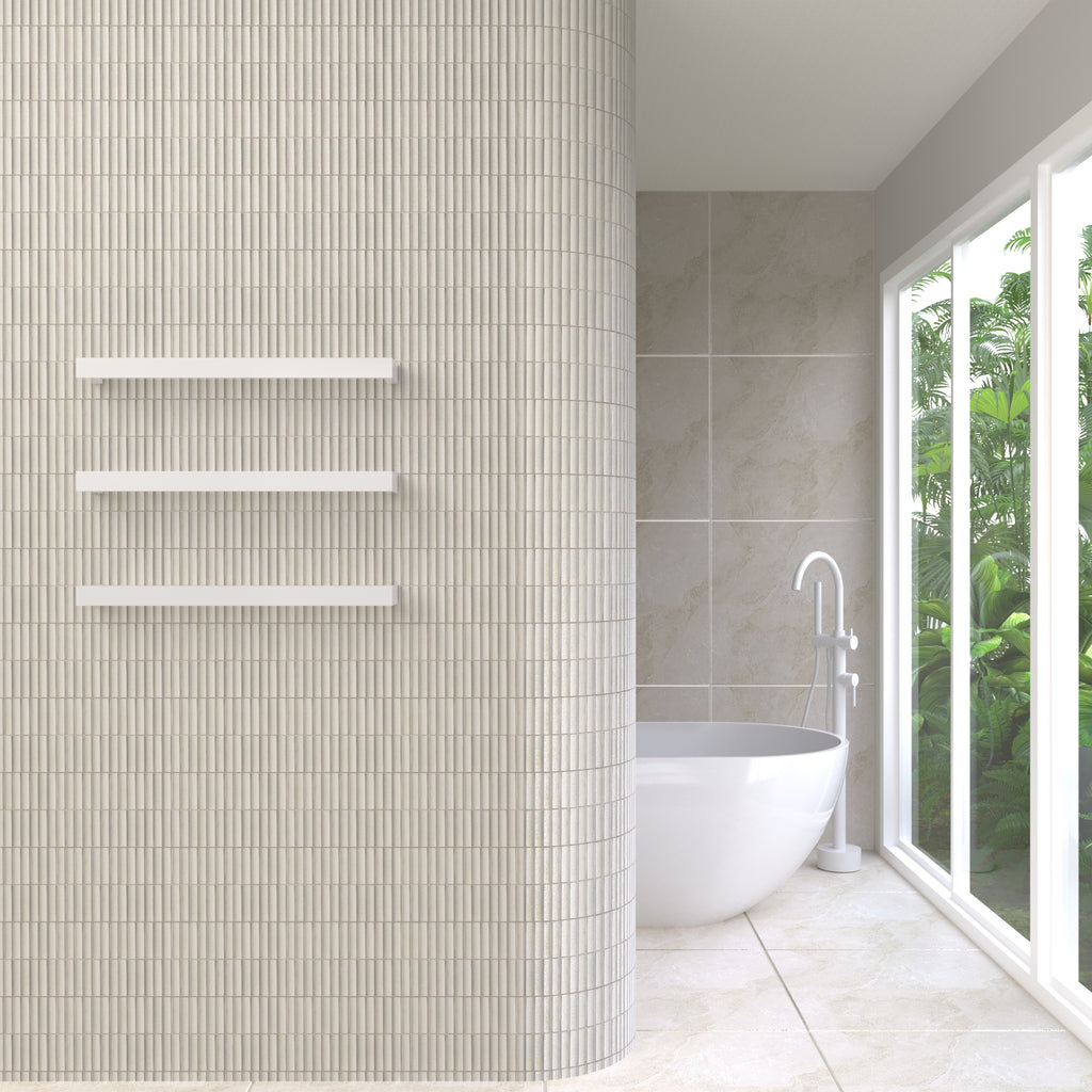 Thermogroup Square Single Bar Heated Towel Rail - Satin White 632