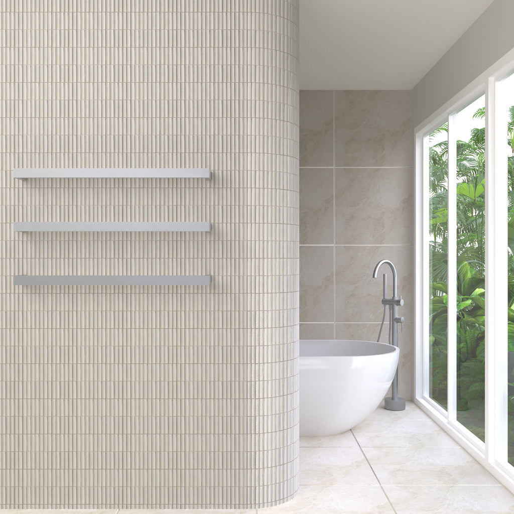 Thermogroup Square Single Bar Heated Towel Rail - Brushed Stainless 832