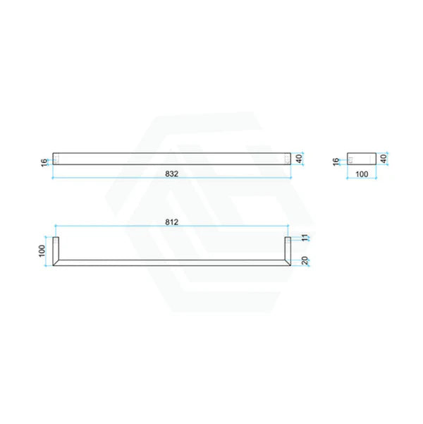 Thermogroup Square Single Bar Heated Towel Rail - Brushed Stainless 832
