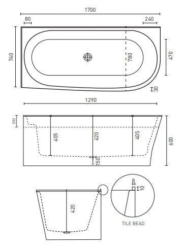 Decina Natalia 1700 Freestanding Bath - Gloss White