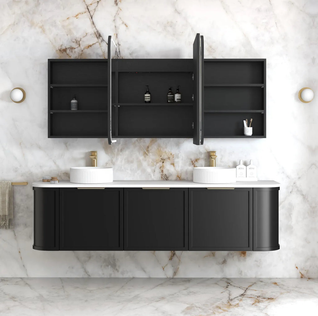 Otti Newport LED Shaving Cabinet - Black Oak