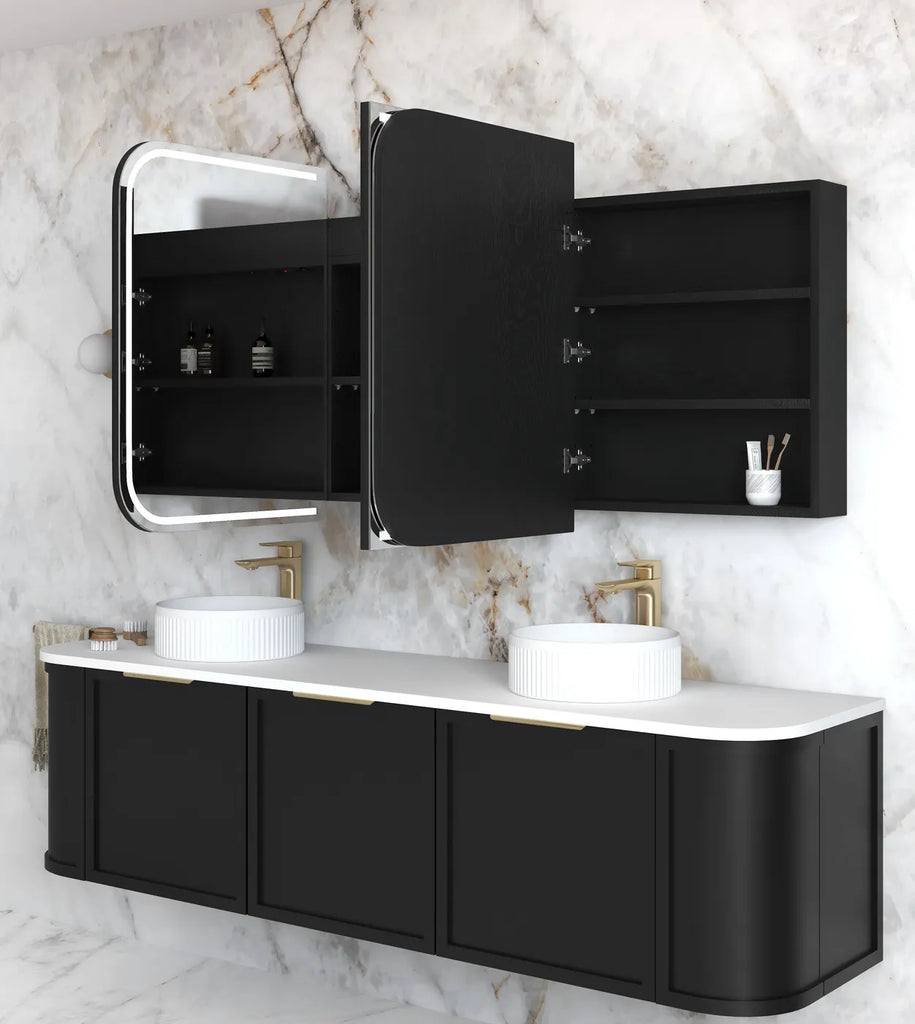 Otti Newport LED Shaving Cabinet - Black Oak