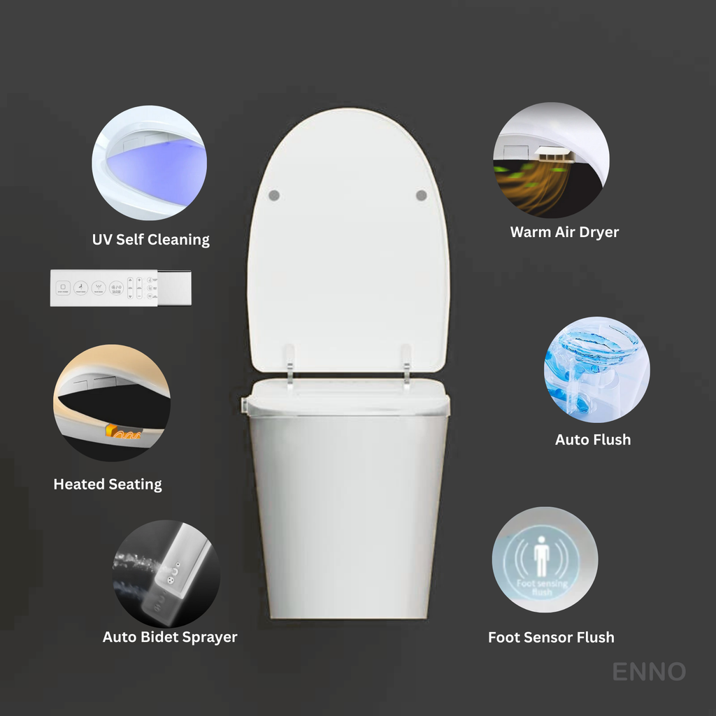 Enno Smart Electric Wall Faced Toilet - Gloss White