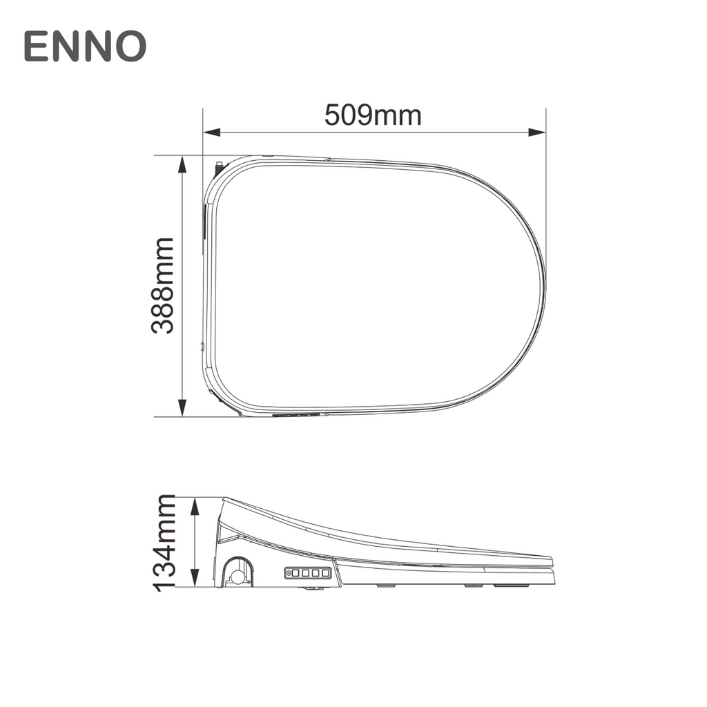 Enno Premium Electric Smart Bidet Toilet Seat With Remote - Gloss White