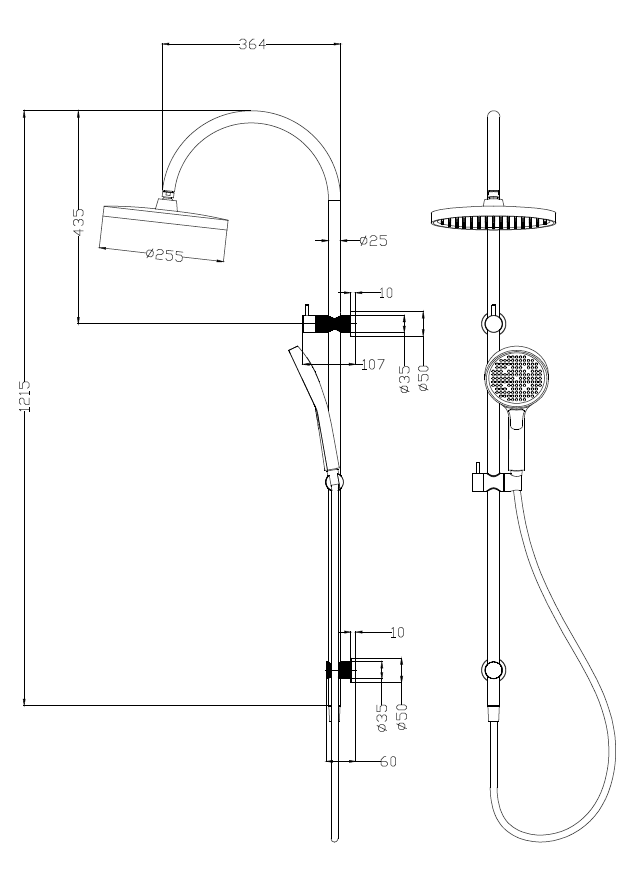 Ikon Linie Round Multi-Function Shower Set - Brushed Nickel