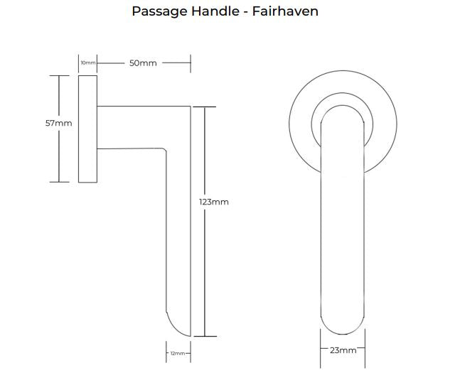 Manovella Passage Door Handle - Fairhaven - Aged Brass