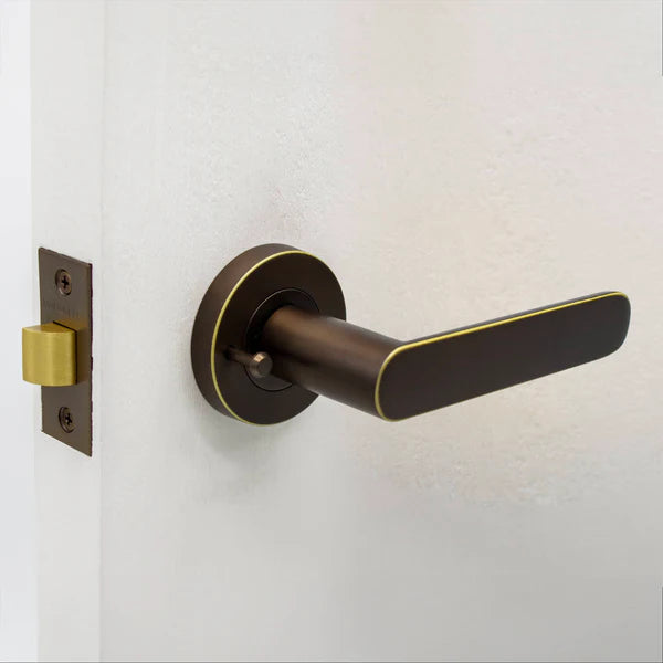 Manovella Privacy Door Handle - Fairhaven - Aged Brass
