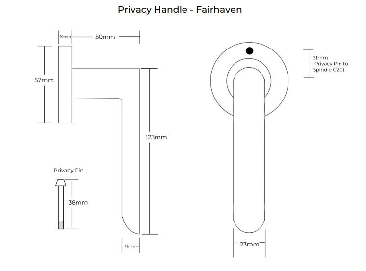 Manovella Privacy Door Handle - Fairhaven - Aged Brass