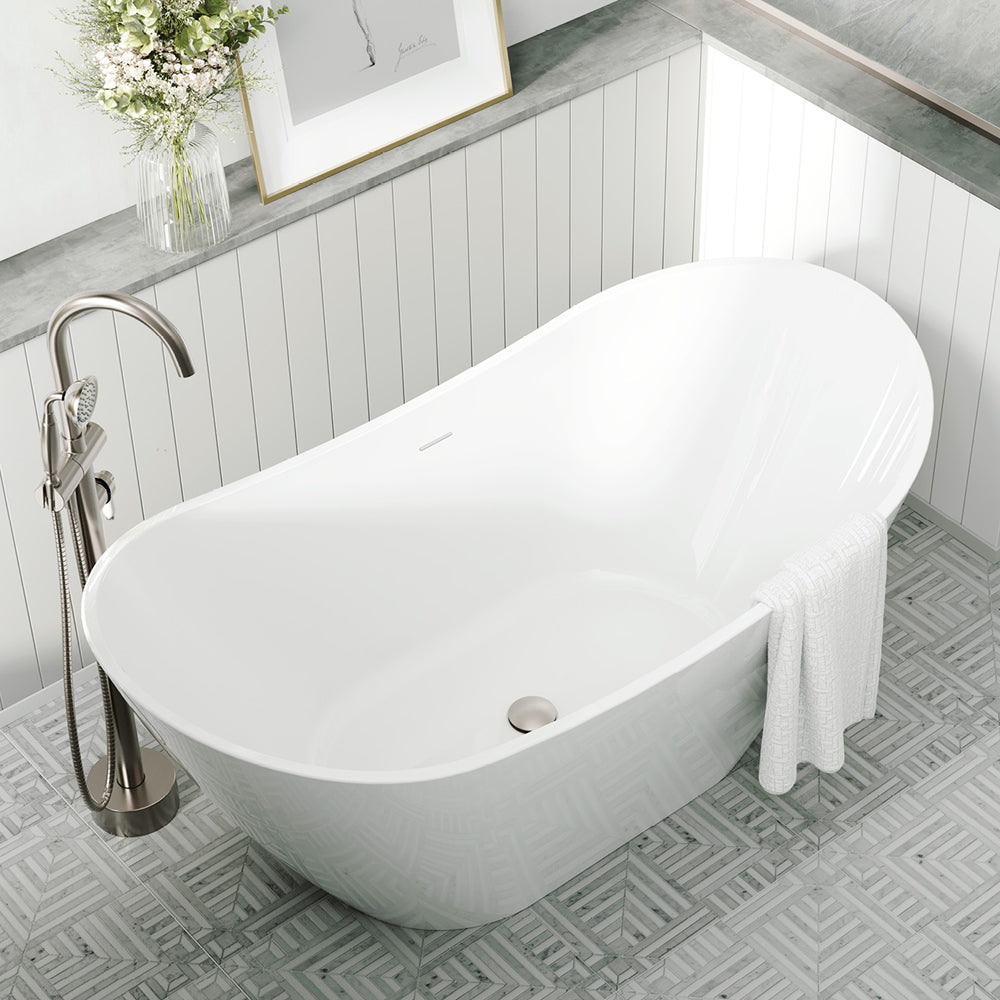 Fienza Paola Freestanding Acrylic Bath 1500mm - Gloss White