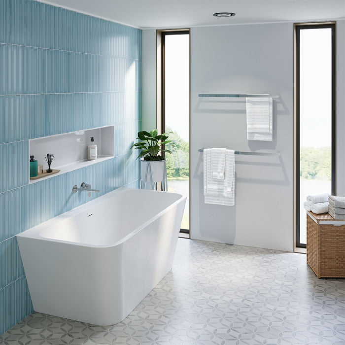 Fienza Delta Back to Wall Acrylic Bath with Overflow 1500mm - Gloss White
