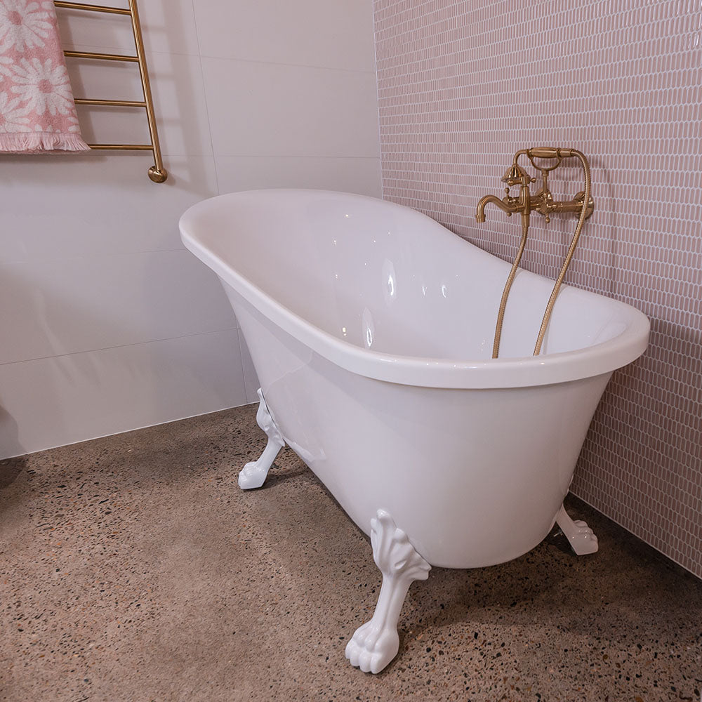 Fienza Acrylic Claw Foot Bath with White Feet - Gloss White