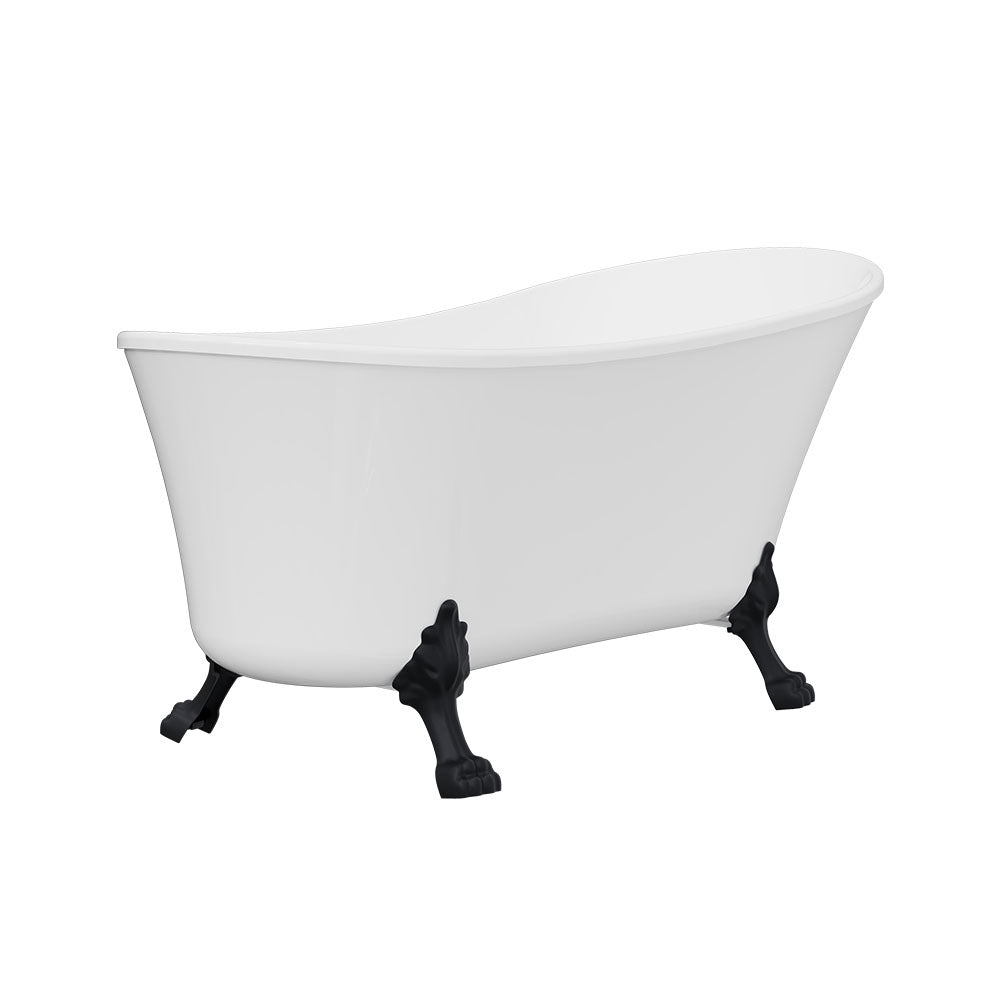 Fienza Clawfoot Freestanding Acrylic Bath with Matte Black Feet - Gloss White