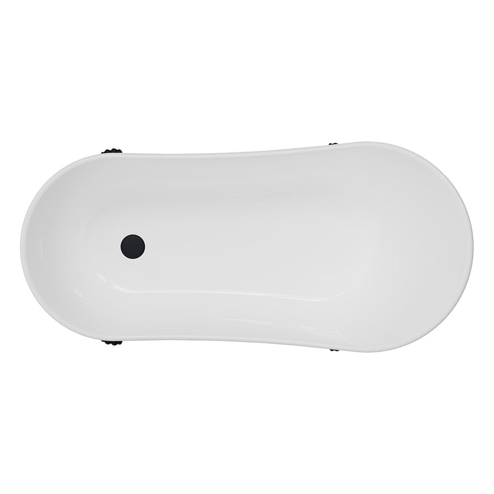 Fienza Clawfoot Freestanding Acrylic Bath with Matte Black Feet - Gloss White