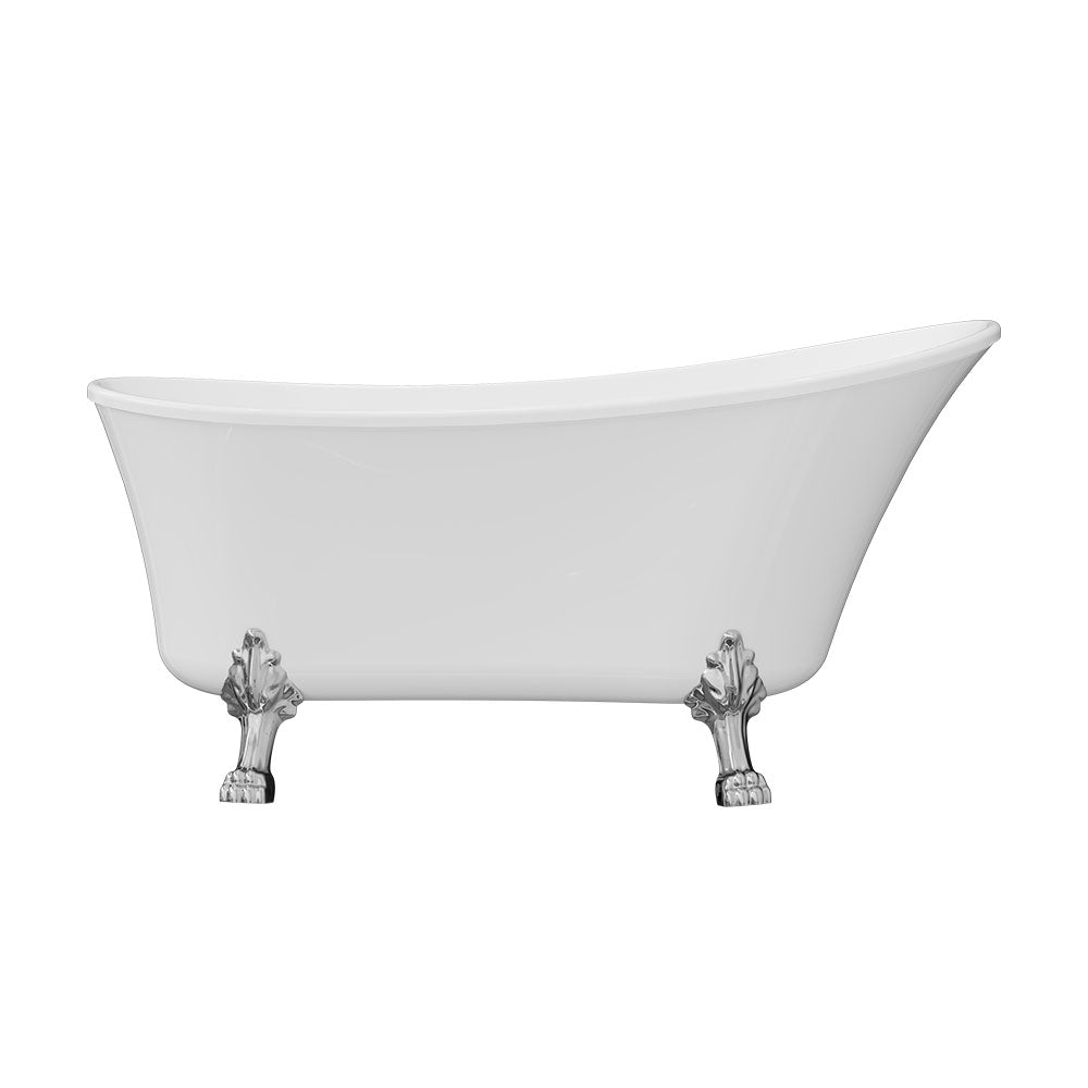 Fienza Claw Foot Freestanding Acrylic Bath with Chrome Feet - Gloss White