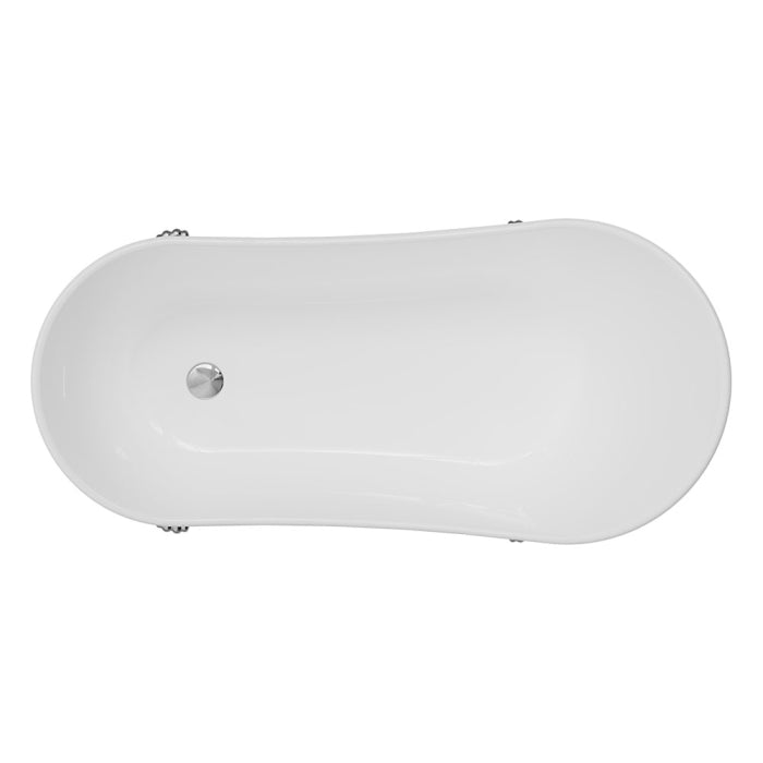 Fienza Claw Foot Freestanding Acrylic Bath with Chrome Feet - Gloss White