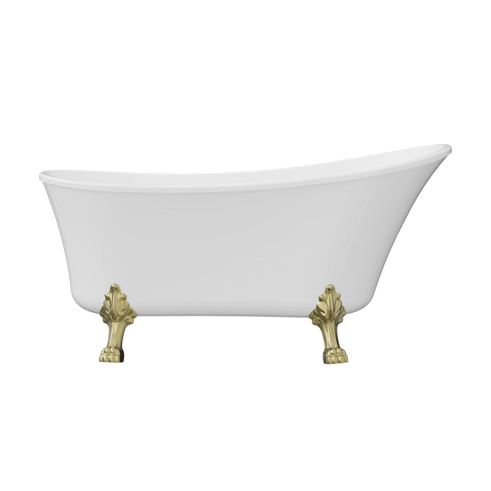 Fienza Clawfoot Freestanding Acrylic Bath with Urban Brass Feet - Gloss White